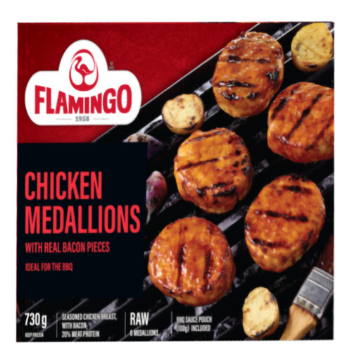 Flamingo Frozen Chicken Breast Medallion With Bacon Pieces & BBQ Sauce 730 g