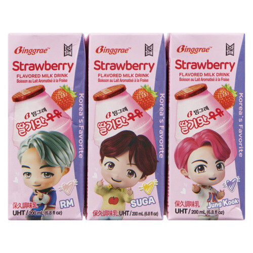 Binggrae Flavored Milk Strawberry 6 x 200 ml