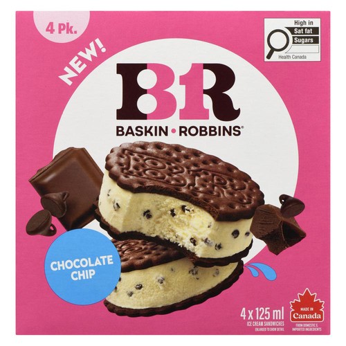 Baskin Robbins Ice Cream Sandwiches Chocolate Chip 4 x 125 ml