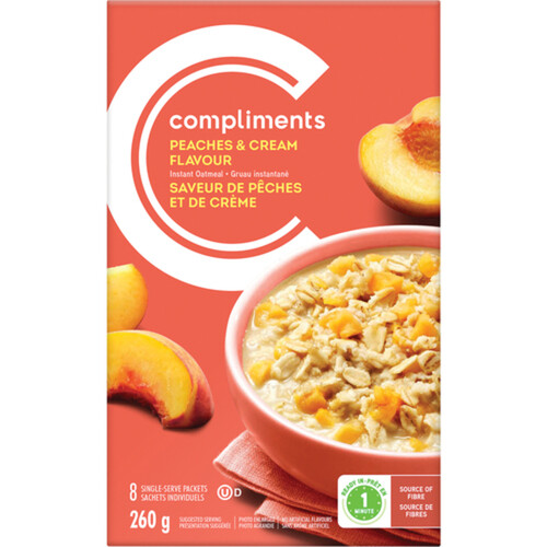 Compliments Instant Oatmeal Peaches & Cream Flavour 260 g