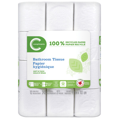Compliments Bathroom Tissue Green Care 2-Ply 12 Rolls x 242 Sheets