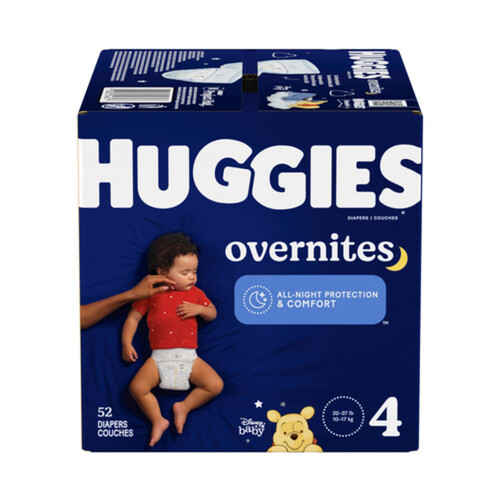 Huggies Diapers Overnites Size 4 52 Count