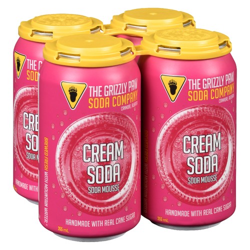 Grizzly Paw Soft Drink Cream Soda 4 x 355 ml (cans)