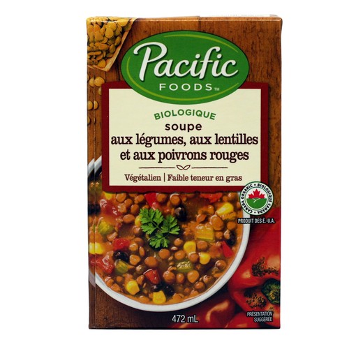 Pacific Foods Organic Vegan Vegetable Soup Lentil & Roasted Red Pepper 472 ml