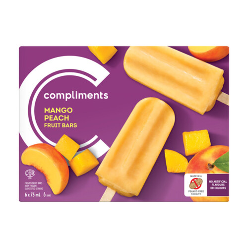 Compliments Frozen Fruits Bars Mango Peach 6 x 75 ml