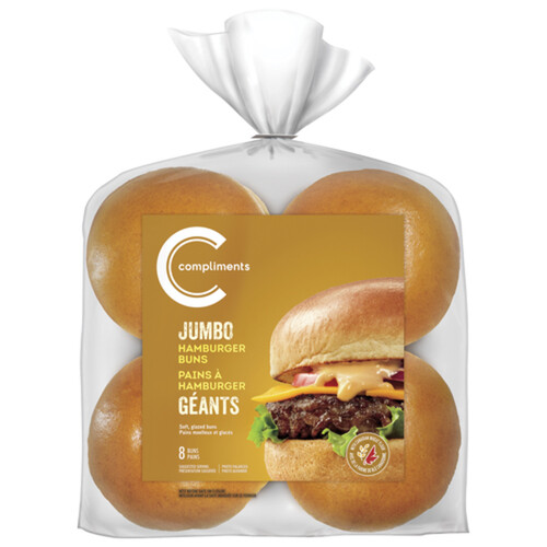 Compliments Hamburger Bun Jumbo 8 Pack 520 g