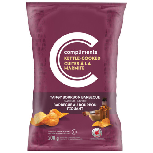 Compliments Kettle Cooked Potato Chips Sweet & Tangy BBQ Bourbon 200 g