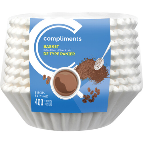 Compliments 8-12 Cup Coffee Filters Basket 400 Count