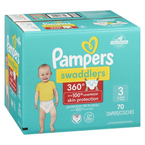 Pampers Swaddlers 360 Baby Diapers Size 3 Super 70 Count