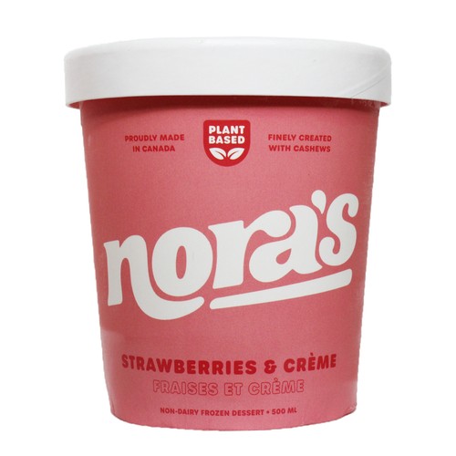 Nora's Non-Dairy Frozen Dessert Strawberries & Crème 500 ml