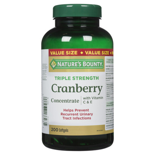 Nature's Bounty Cranberry Concentrate Triple Strength Softgels 200 Count