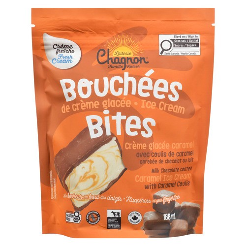 Laiterie Chagnon Ice Cream Bites Milk Chocolate Coated Caramel Ice Cream with Caramel Coulis 168 ml