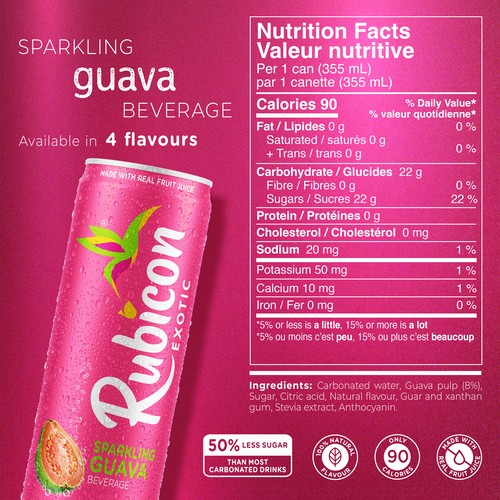 Rubicon Juice Sparkling Guava 4 x 355 ml (cans)