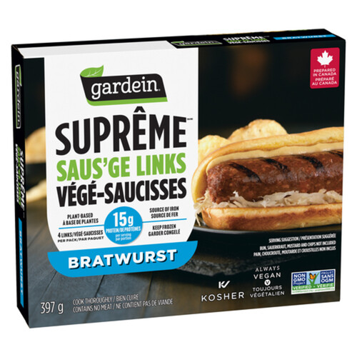 Gardein Vegan Frozen Suprême Saus'ge Links Bratwurst 397 g