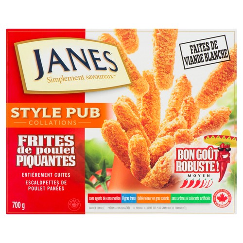 Janes Pub Style Frozen Fully Cooked Spicy Breaded Chicken Cutlets Chicken Fries 700 g