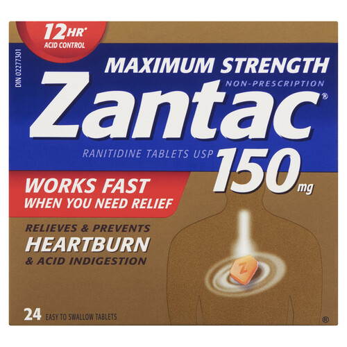 Zantac Maximum Strength 150 mg Tablets Blister 24 EA