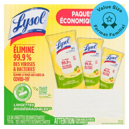 Lysol Disinfecting Wipes Citrus Flatpack 3 x 84 EA