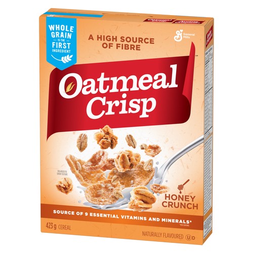 Oatmeal Crisp Cereal Honey Crunch High Fibre And Whole Grains 423 g