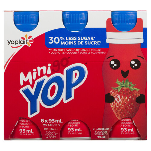 Yoplait Minigo 2% Drinkable Yogurt Strawberry 6 x 93 ml