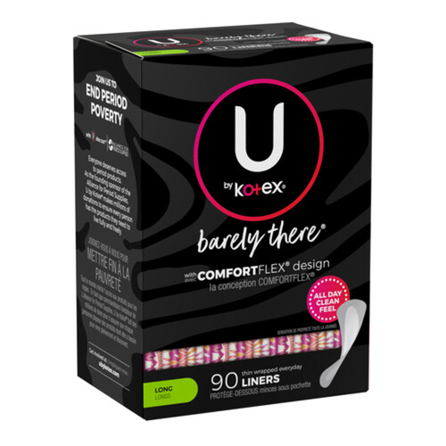 U by Kotex Barely There Panty Liners Long 90 Count Voilà Online Groceries & Offers