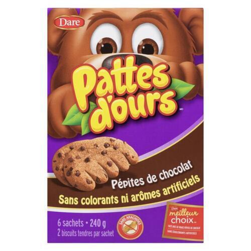 Dare Bear Paws Peanut-Free Cookies Chocolate Chip 240 g