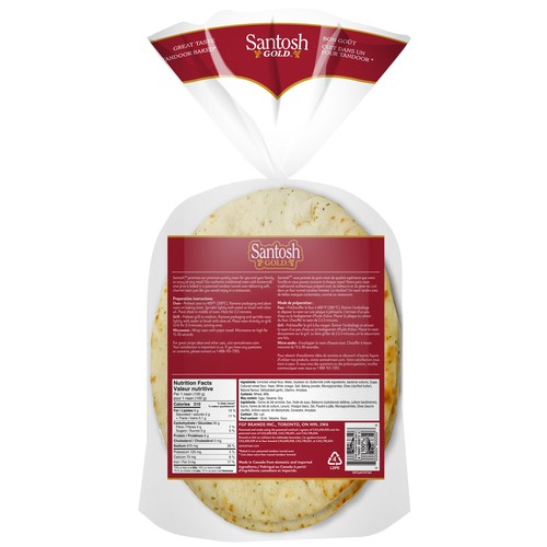 Santosh Naan Garlic 6 Pack 600 g