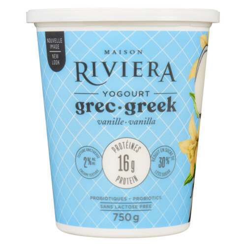 Riviera Less Sugar 2% Greek Yogurt Vanilla 750 g