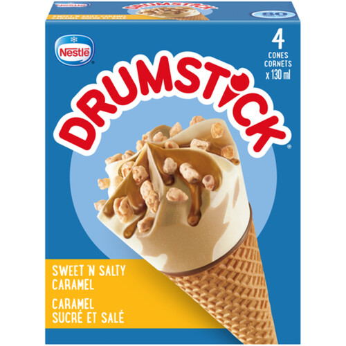 Nestlé Drumstick Frozen Sweet and Salty Caramel Cones 4 x 130 ml