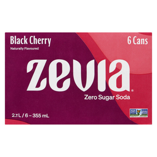 Zevia No Sugar Soft Drink Black Cherry 6 x 355 ml (can)