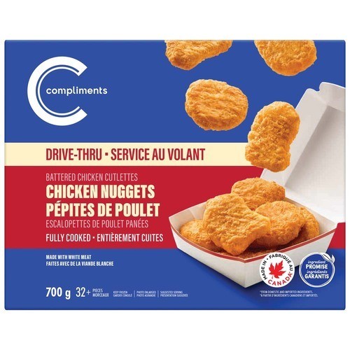 Compliments Frozen Drive Thru Fully Cooked Chicken Nuggets 700 g