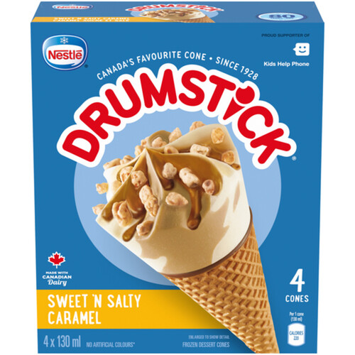 Nestlé Drumstick Frozen Sweet and Salty Caramel Cones 4 x 130 ml