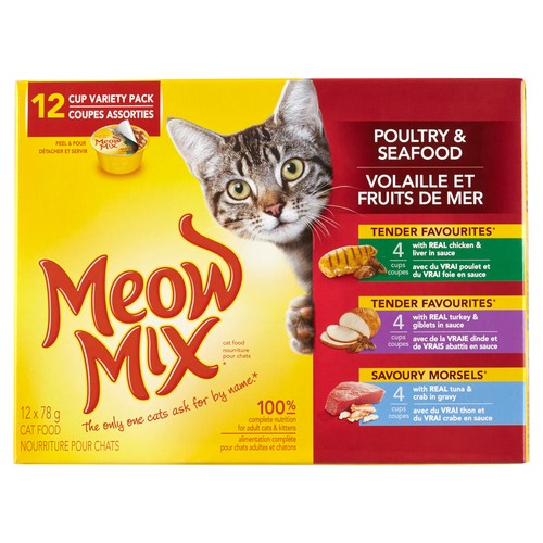 Meow Mix Cat Food Poultry & Seafood Variety Pack 12 x 78 g