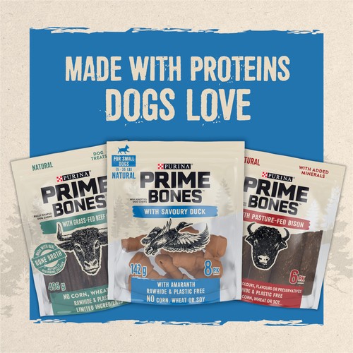Purina Prime Bones Dog Treats Mini Knotted Dog Chews With Savoury Duck 142 g