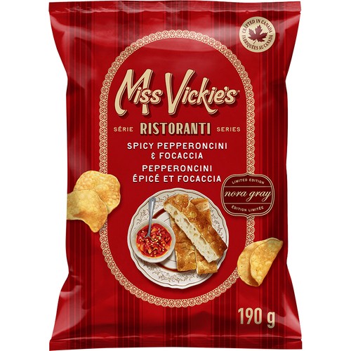 Miss Vickie's Kettle Cooked Potato Chips Spicy Pepperoncini & Focaccia Flavoured 190 g