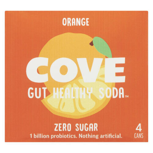 Cove Kombucha Gut Healthy Orange Soda 4 x 355 ml (cans)