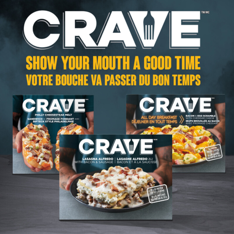 CRAVE Frozen Meal Lasagna Alfredo With Italian Sausage & Bacon 312 g