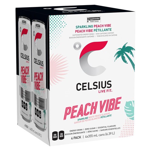 Celsius Energy Drink Peach Vibe 4 x 355 ml