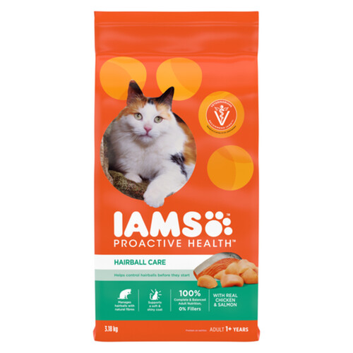 IAMS Proactive Health Adult Dry Cat Food Hairball Care Chicken & Salmon 3.18 kg