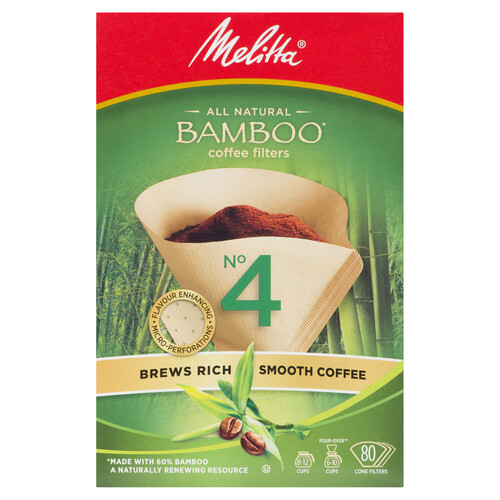 Melitta No 4 Coffee Filters Bamboo 80 Pack