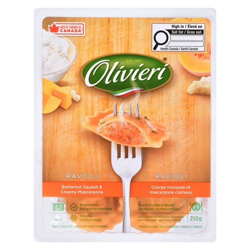 Olivieri Butternut Squash and Creamy Mascarpone Filled Ravioli Artisan Pasta 250 g