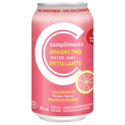 Compliments Sparkling Water Pink Grapefruit 355 ml