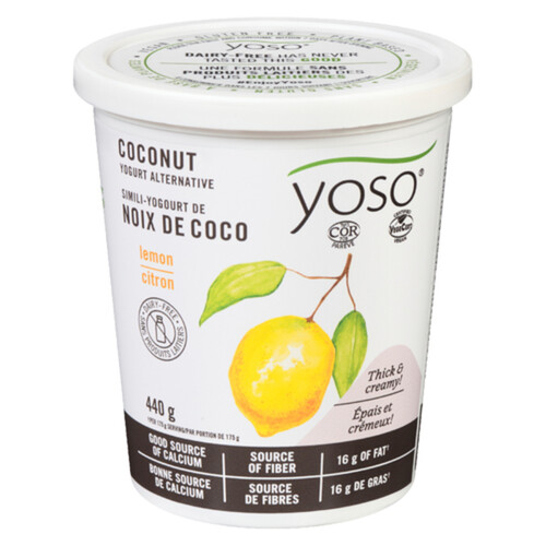 Yoso Dairy Free Yogurt Coconut Lemon 440 g