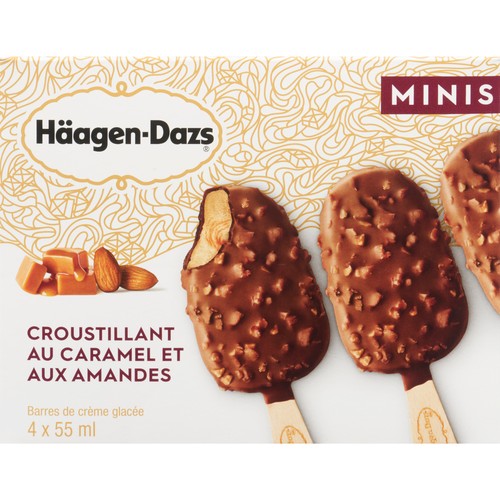 Häagen-Dazs Minis Ice Cream Bars Caramel Almond Crunch 4 x 55 ml