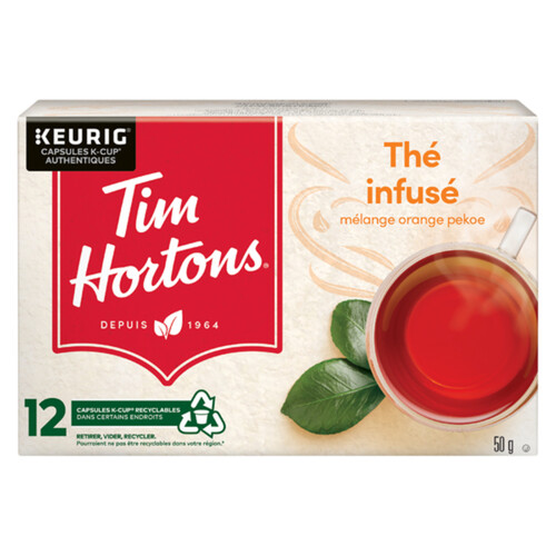 Tim Hortons Single Serve Tea Orange Pekoe Blend Steeped Tea 12 K-Cups 50 g