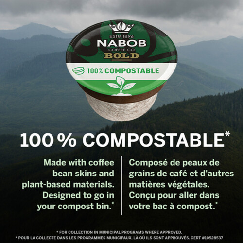 Nabob Coffee Pods 100% Compostable Bold Full City Dark 30 Pods 292 g