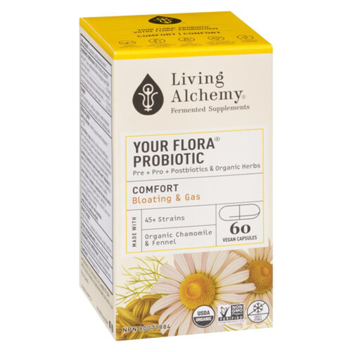 Living Alchemy Organic Your Flora Probiotic Comfort Vegan Capsules 60 Count