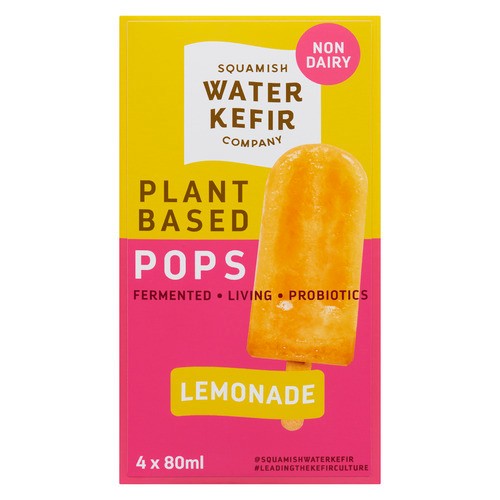 Squamish Water Kefir Frozen Plant Based Popsicle Lemonade 4 x 80 ml