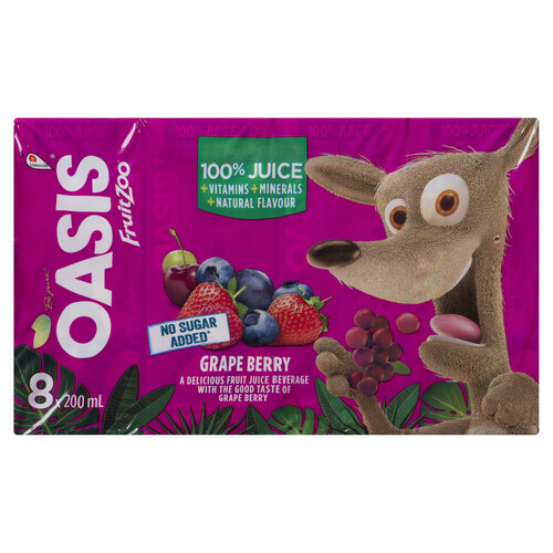 Oasis Fruit Zoo 100% Juice Grape Berry 8 x 200 ml