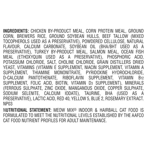 Meow Mix Dry Cat Food Indoor & Hairball 1.42 kg 