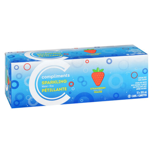 Compliments Sparkling Water Strawberry 12 x 355 ml (cans)